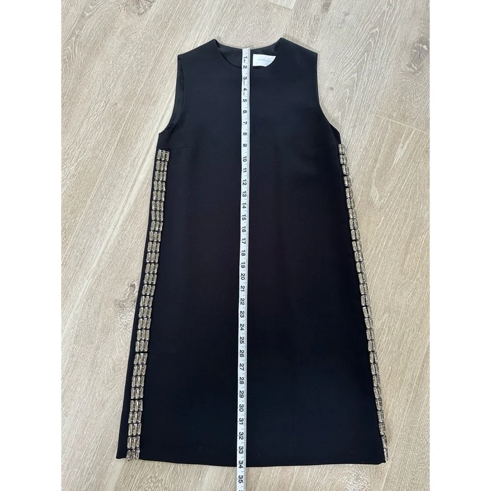 Victoria Beckham black crepe shift dress with side crystal embellishments sz 0 - Picture 6 of 13